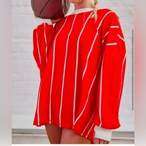 FP Movement by Free People Red and White Long Sleeve Tee